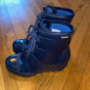 Sorel Joan of Arctic Rain Wedge Navy Blue 8